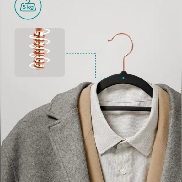 Hangers 18 Pack -Black Velvet Non-Slip Rose gold hook - Picture 6 of 7